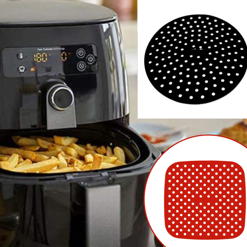 Reusable Air Fryer Liners Round Square Non-Stick Food Grade Silicone Basket Mats For Cosori NuWave Dash Cooking Kitchen Tool