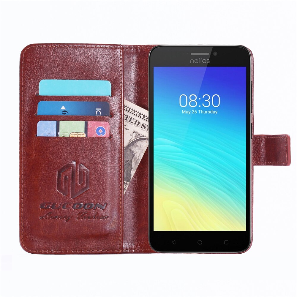 GUCOON Vintage Wallet Case for TP-Link Neffos Y5s 5.0inch PU Leather Classic Book Flip Cover for Neffos Y5S Case Holder Cover