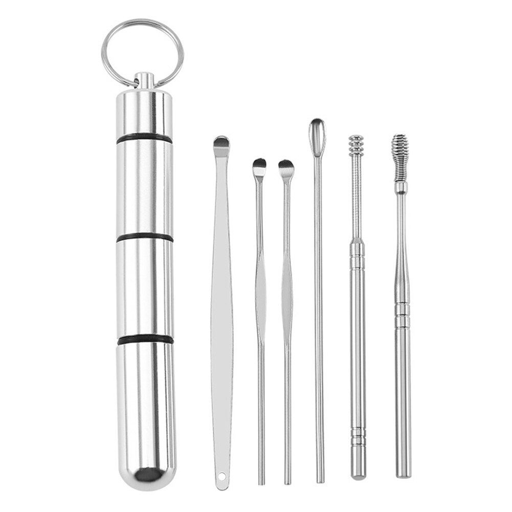 6PCS Ear Cleaner Wax Removal Tool Earpick Sticks Earwax Remover Curette Ear Pick Cleaning Ear Cleanser Spoon Health Care Earpick: 08