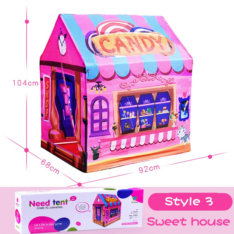 Casa de tienda portátil de dulces de Navidad, habitación pequeña de muñeca de circo, para niños, juguete para interior y exterior, tienda con forma de castillo, decoración: Sweet house