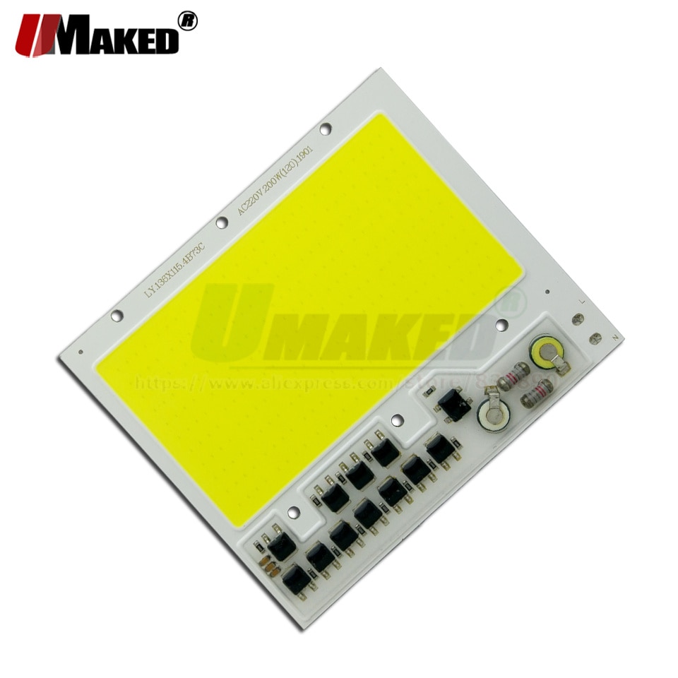 AC220V LED COB 50W 100W 150W LED PCB reflector módulo placa de aluminio blanco/cálido COB Chips controlador IC inteligente para lámparas de foco