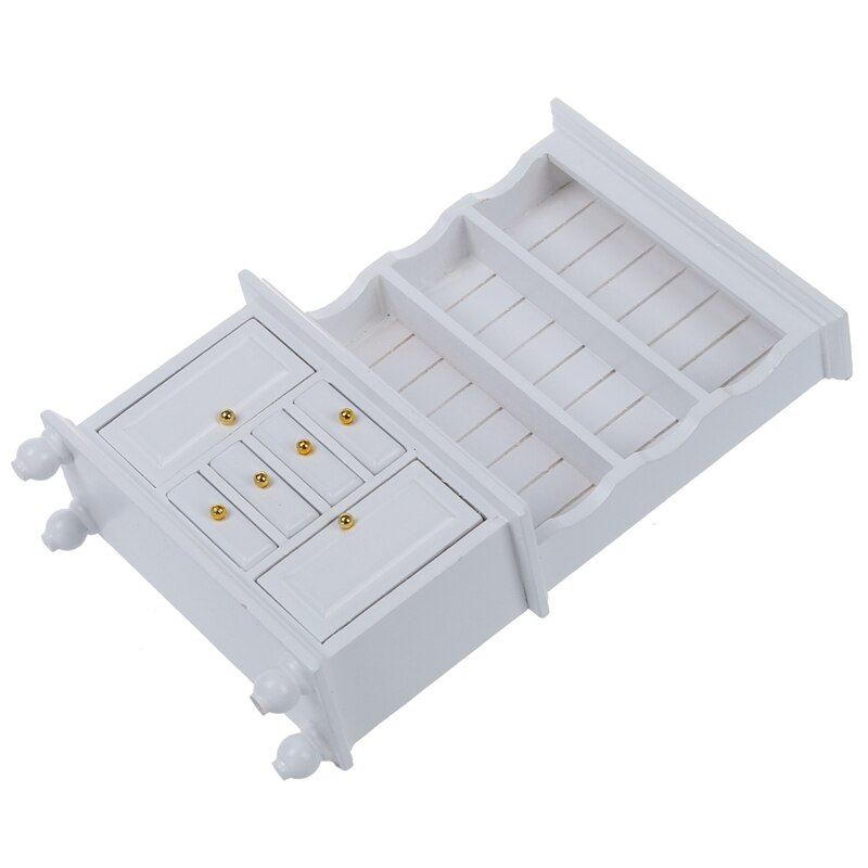 1/12 poppenhuis miniatuur meubels multifunctionele houten kast boekenkast wit