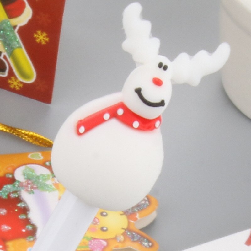 1PCS Cute Cartoon Christmas Series Neutral Pen Students Pen Black Pen for Christmas Gel Pen Cute Stationary: white