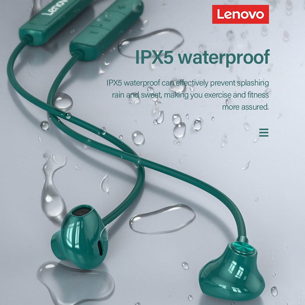 Lenovo SH1 bezprzewodowe słuchawki Bluetooth 5.0 słuchawki z pałąkiem na kark dźwięk HIFI sportowy magnetyczny zestaw słuchawkowy IPX5 wodoodporne słuchawki douszne z mikrofonem