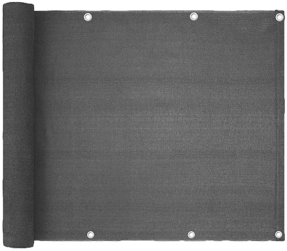 Couverture d'écran de confidentialité pour balcon (gris), couverture de bouclier, clôture en maille pour porches, terrasse, Patio( 0.9x5m)