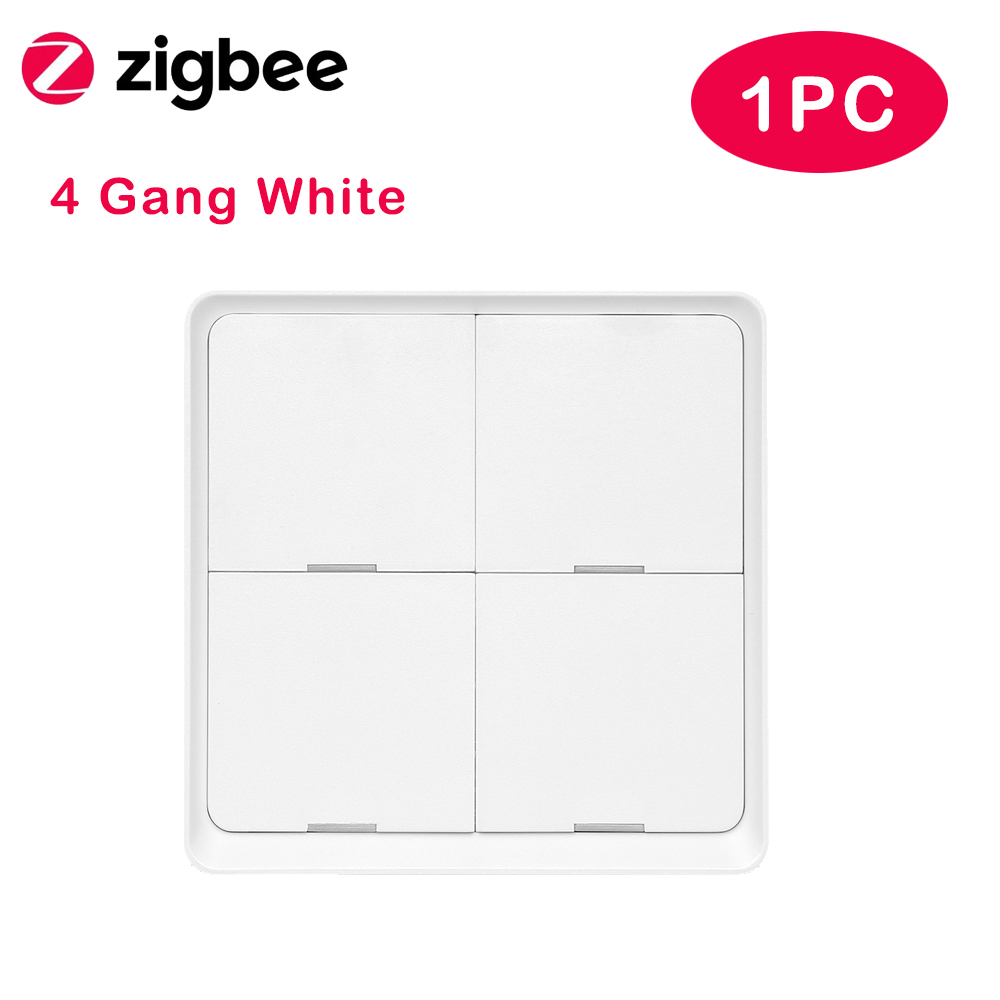 Tuya Smart Zigbee Smart Switch 4 Gang Scenario 12 Scène Schakelaar Drukknop Controller Ondersteuning Deconz Zigbee2mqtt Home Assistent: 4gang 1pc