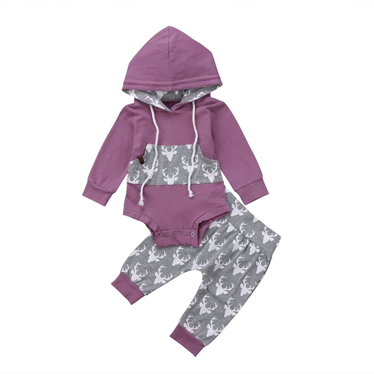 Nyfødt småbørn spædbarn barn baby dreng tøj top hættetrøjer lange ærmer bodysuits lange bukser efterårs outfits 2 stk sæt