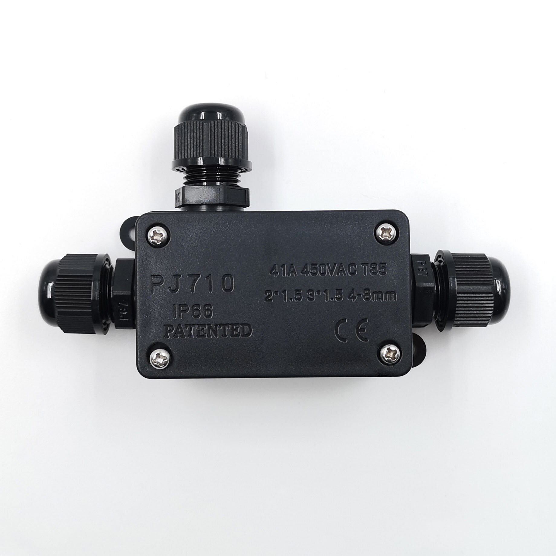 Outdoor waterproof junction box with terminal IP66 one in two out waterproof box plastic black junction box
