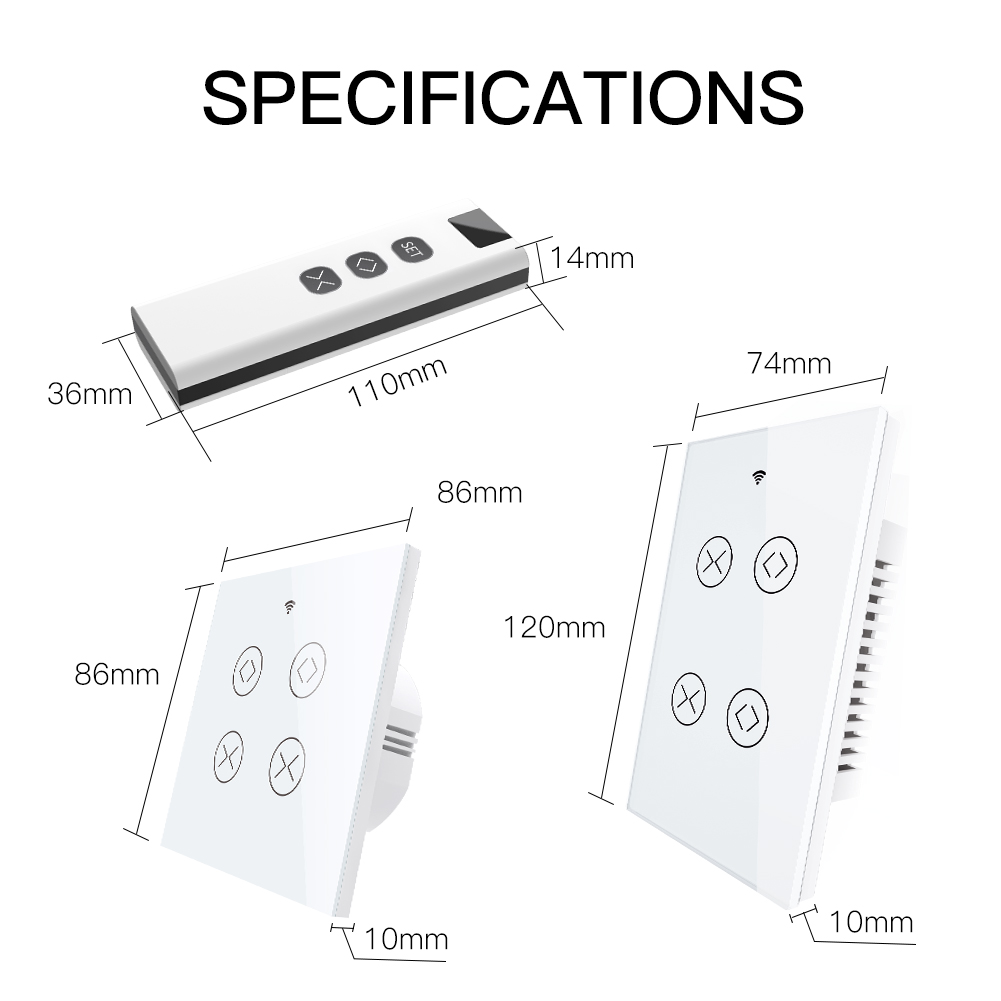 MoesHouse Tuya WiFi RF 2 Gang Double Curtain Blind Switch for Roller Shutter Electric Motor With Google Home Alexa Smart Life