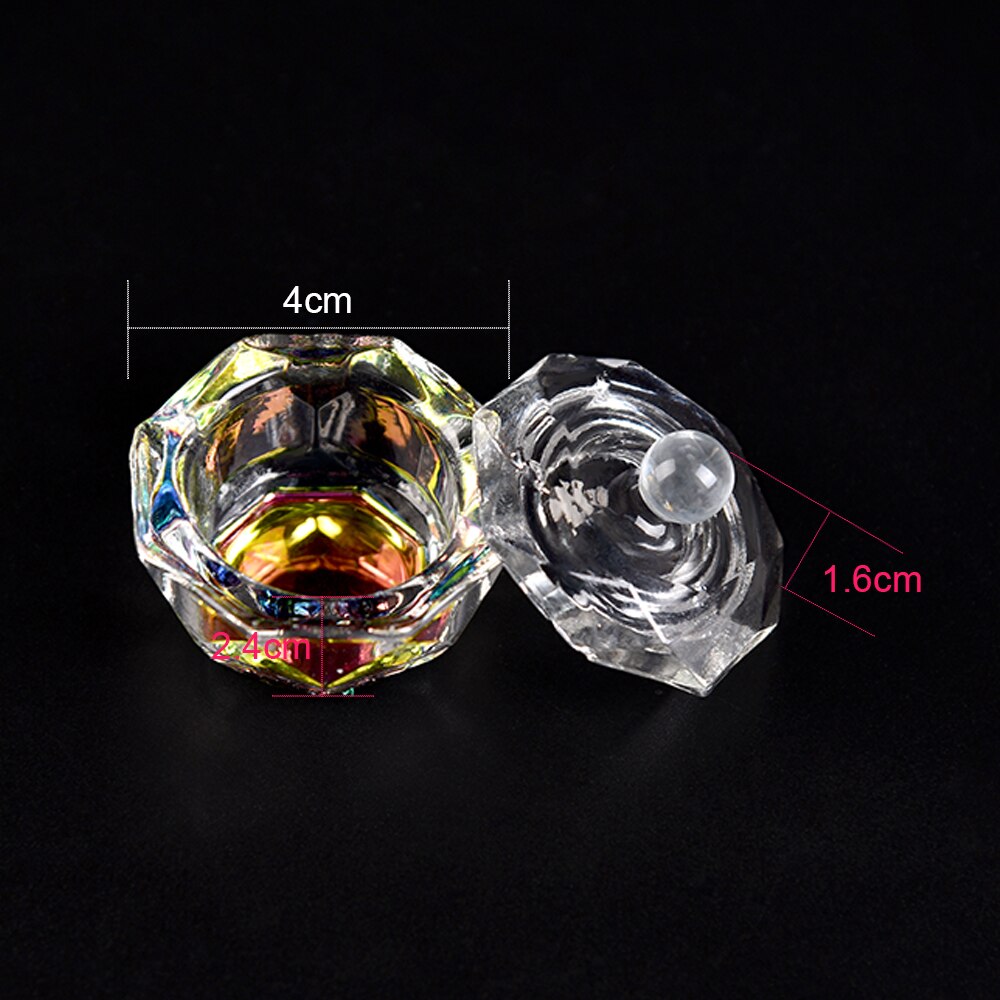 1Pc Nail Art Acrylic Liquid Powder Dappen Dish Bowl Glass Crystal Cup Heart Glassware with Lid for Nail Art Manicure Care Tools: 1pc Octagon