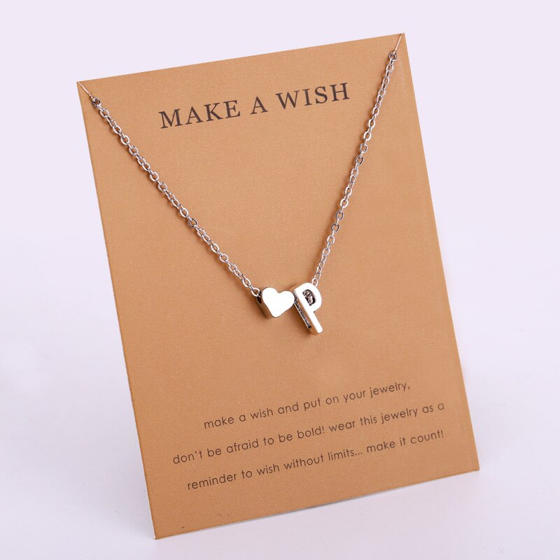 Initial 26 Letter Necklace Heart Necklaces Women Girl's Jewelry Friendship Christmas Birthday: Antique Bronze Plated