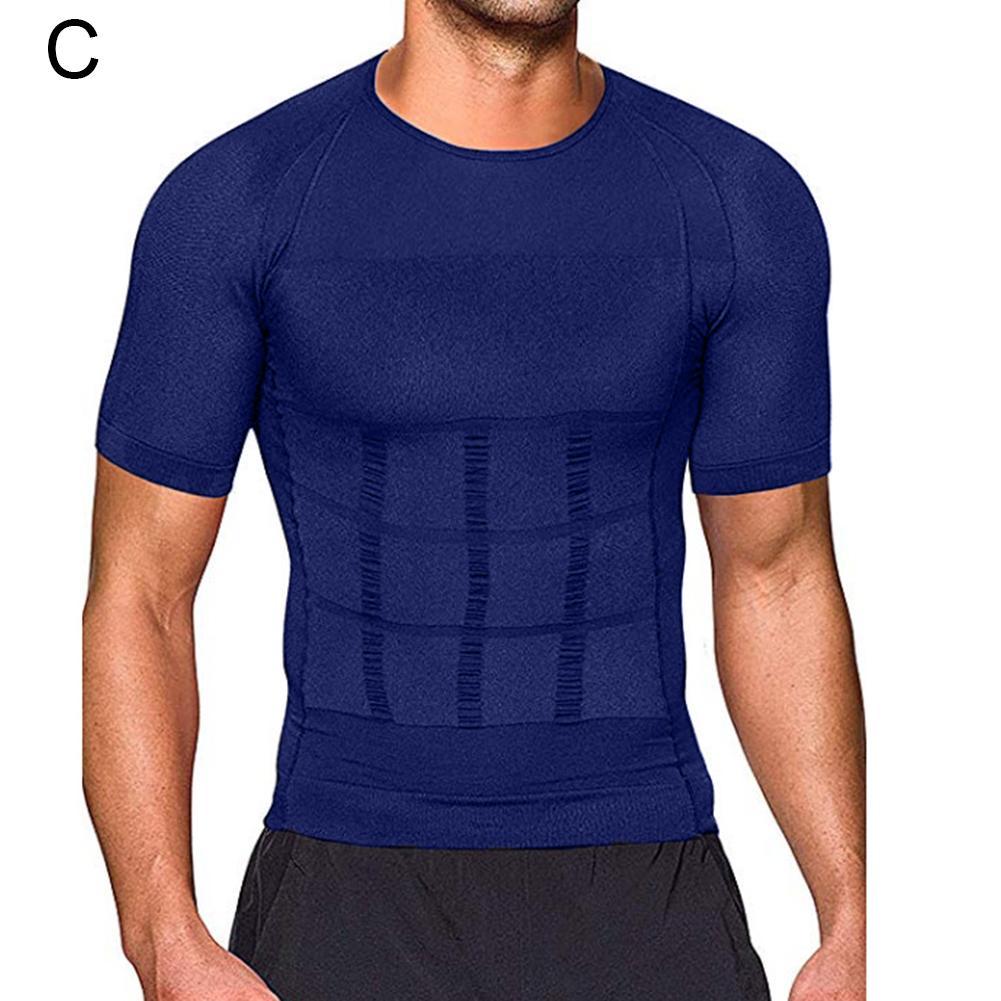 Mannen Afslanken Shaper Houding Vest Mannelijke Buik Buik Voor Corrector Compressie Body Building Fat Burn Borst Tummy Shirt Corset: C / S