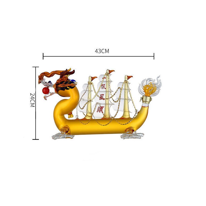 Carafe à vin en verre sans plomb de 1000ml, style bateau Dragon chinois, pour la maison, bar, whisky, liqueur, Scotch, champagne