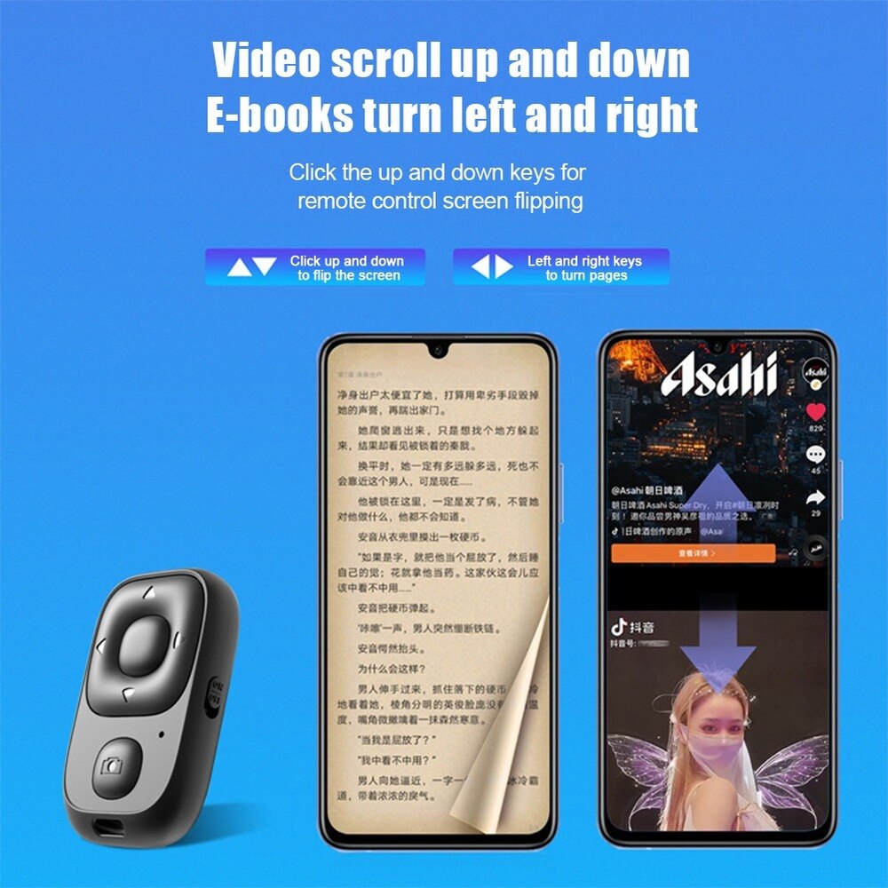 Mini Draadloze Selfie Afstandsbediening Bluetooth-Compatibele Ontspanknop Camera Telefoon Zelfontspanner Pagina Draaien Controller