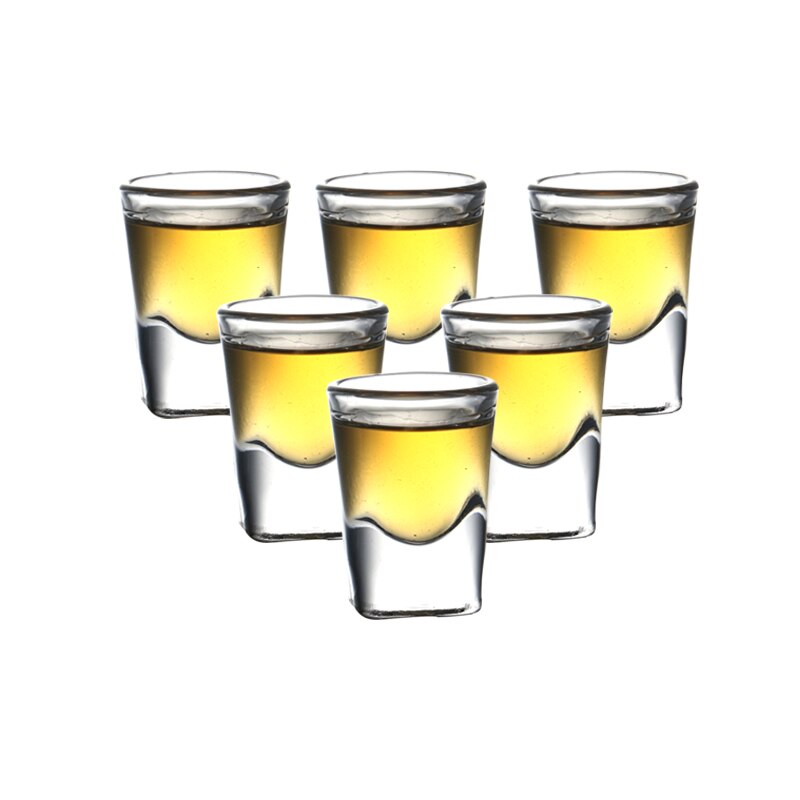 Sett  av 6 0.34 unse firkantede shotglass maskinlaget blyfritt glass brennevinsglass til barfest 10ml