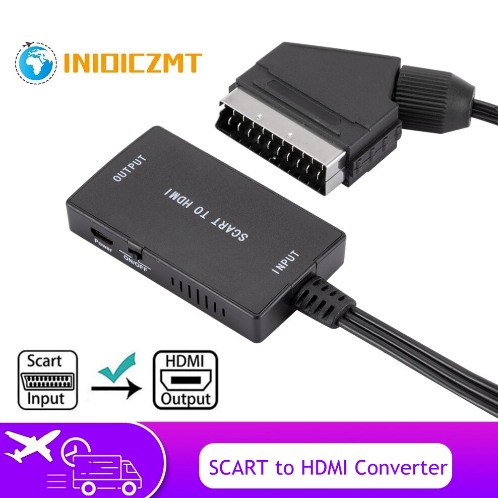 Inioiczmt Scart Naar Hdmi Converter Con Kabel Salida Hdmi Hd 720P/1080P Interruptor Adaptador Convertidor De Audio vídeo Para Hdtv