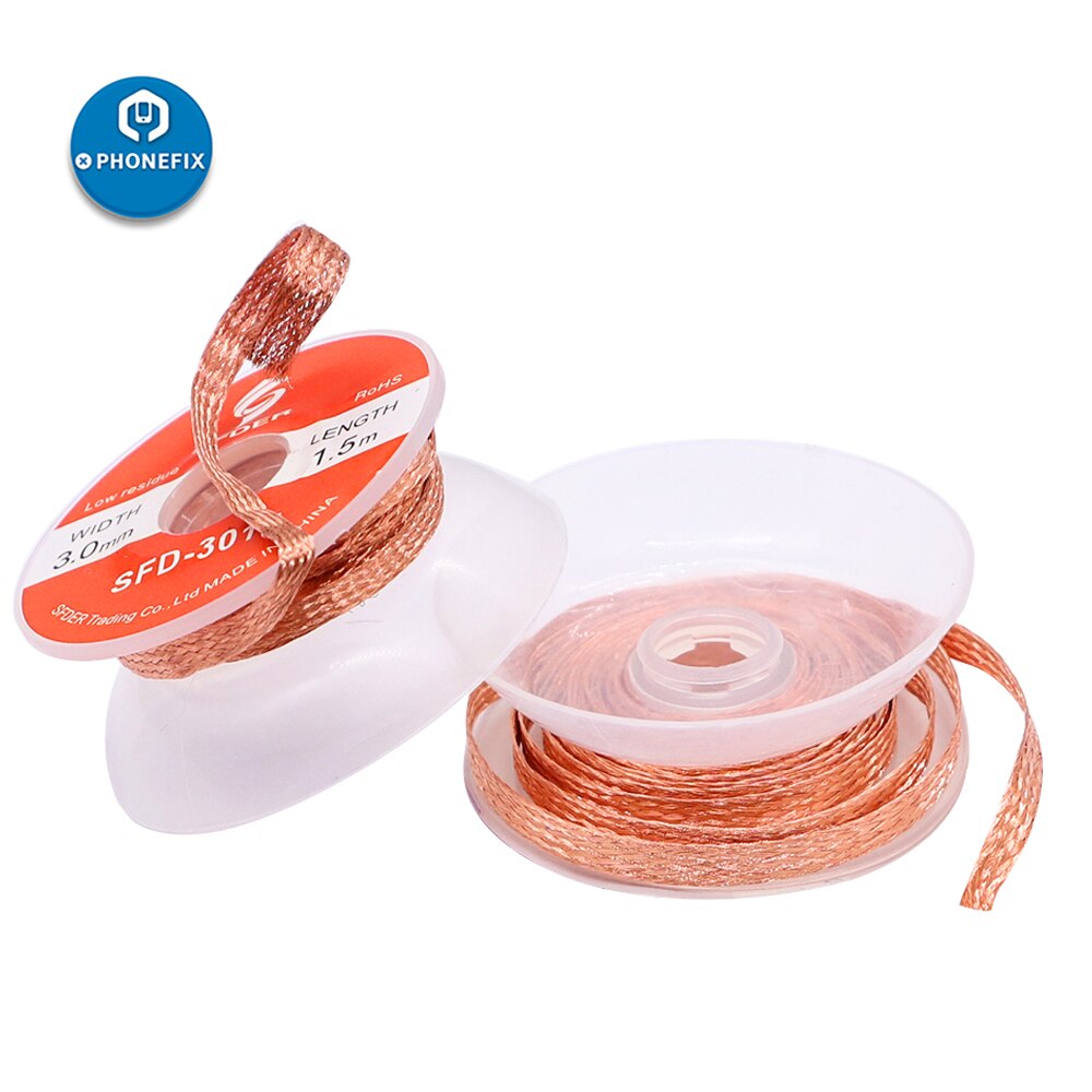 1PC 1.5mm 2mm 3mm 3.5mm1.5M Welding Wires Desoldering Braid Welding Solder Remover Wick Wire Lead Cord Flux BGA Repair Tool