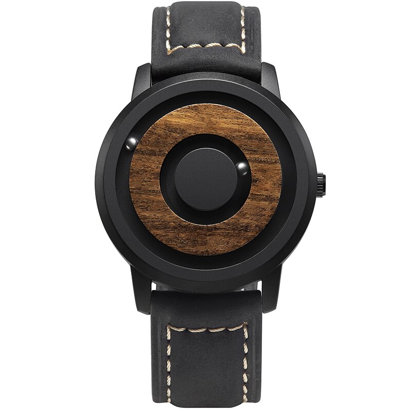 Echt Holz Uhr Kreative Holz Zifferblatt Männer Uhren Magnetische Magnet Metall Ball EUTOUR Mens Retro Quarzuhr Männlichen Saat reloj: 8