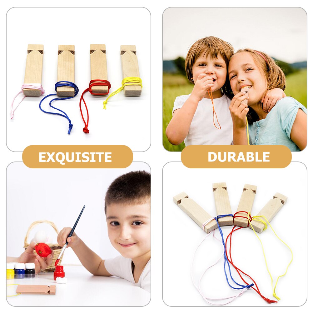 3Pcs Natuurlijke Houten Fluitjes Diy Trein Fluitje Kids Muziekinstrument