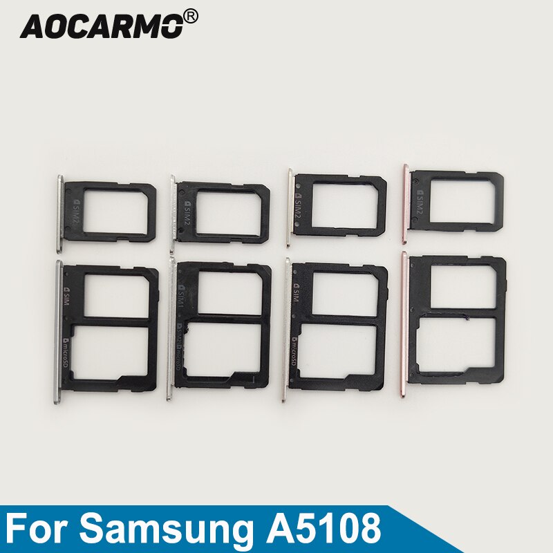 Aocarmo-Conjunto de tarjetas SIM de plástico para Samsung Galaxy A5 SM-A5100 A5108, bandeja Nano Sim de Metal, ranura para MicroSD