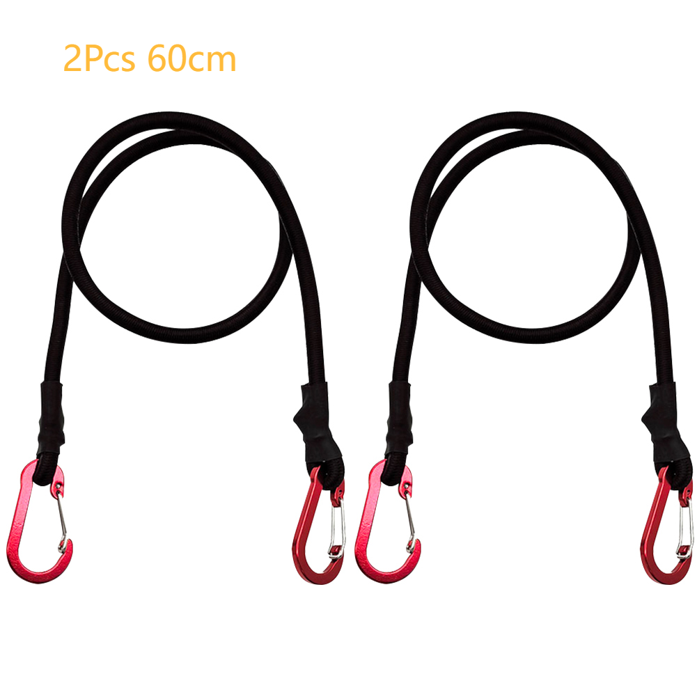 Cordón elástico de alta resistencia de 60/90/120cm, correa de amarre, ganchos de mosquetón, cuerdas de embalaje de equipaje para Kayak, accesorios de Camping: Rojo