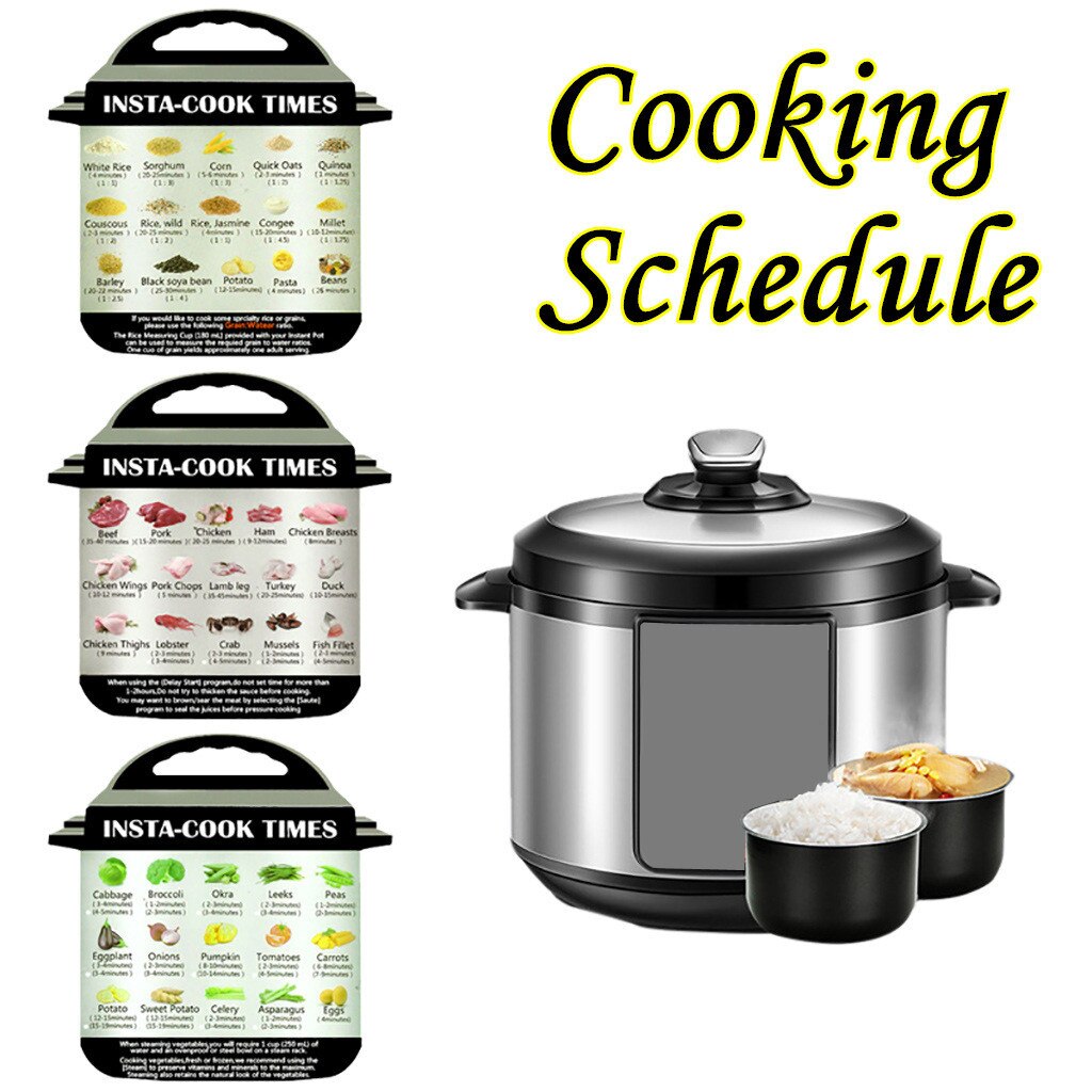 3Pcs Cooking Schedule Magnetic Cheat Sheet Food Cooking For Quick melting pot Cooking Schedule Pot-shaped Magnetic Cheat Sheet: Default Title