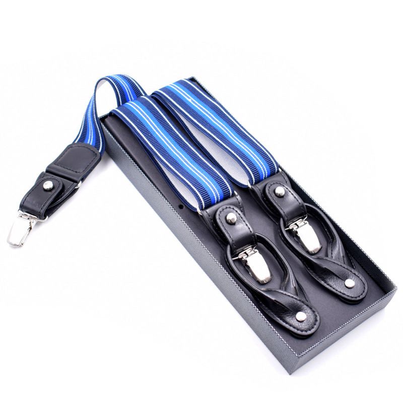 Yienws Mens Suspenders Button End Tuxedo Striped Elastic Suspenders Male Strap 3 Clip Pants Braces Suspensorio 3.5*120cm YiA122