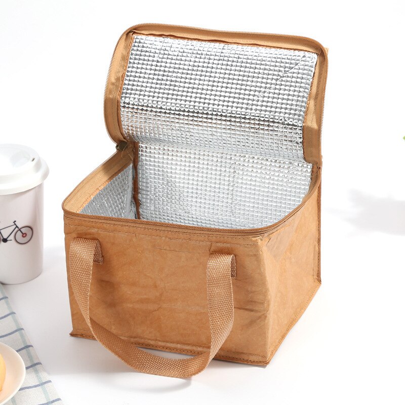 Pliable réutilisable étanche papier déjeuner alimentaire sac conteneur Portable grande capacité enfants garçon femmes thermique refroidisseur isolé Kraft