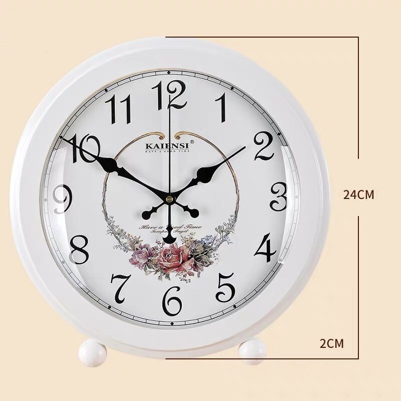 European Bedroom Bedside Table Clock Living Room Retro Seat Clock Home Decoration Large Simple Office Desktop Clock: F