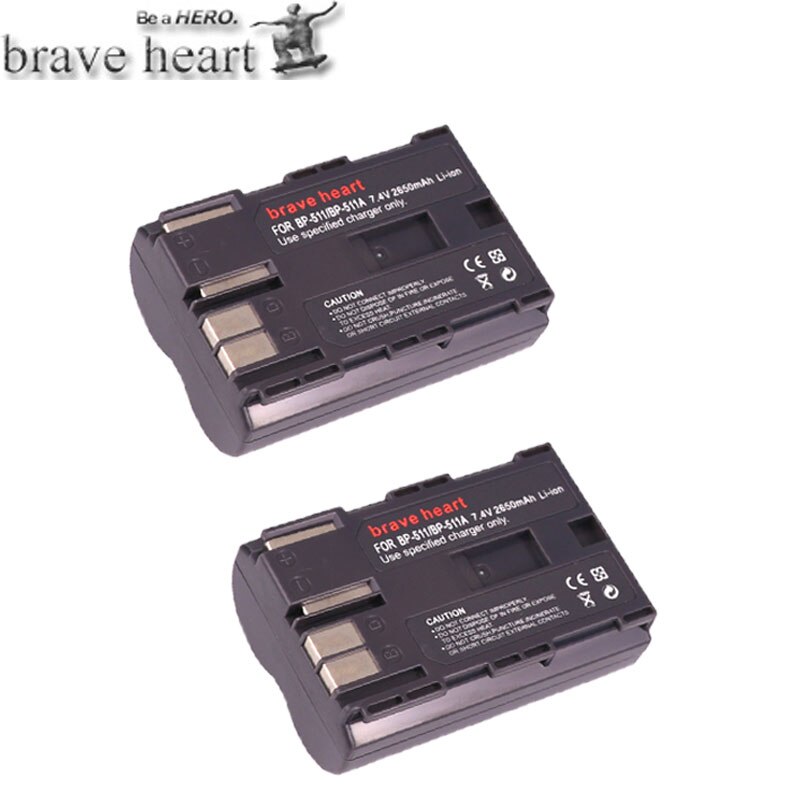 4 pièces 7.4v 2650mah BP-511A BP-511 BP 511 511A BP511 BP511A batterie pour Canon EOS 40D 300D 5D 20D 30D 50D caméra: 2battery