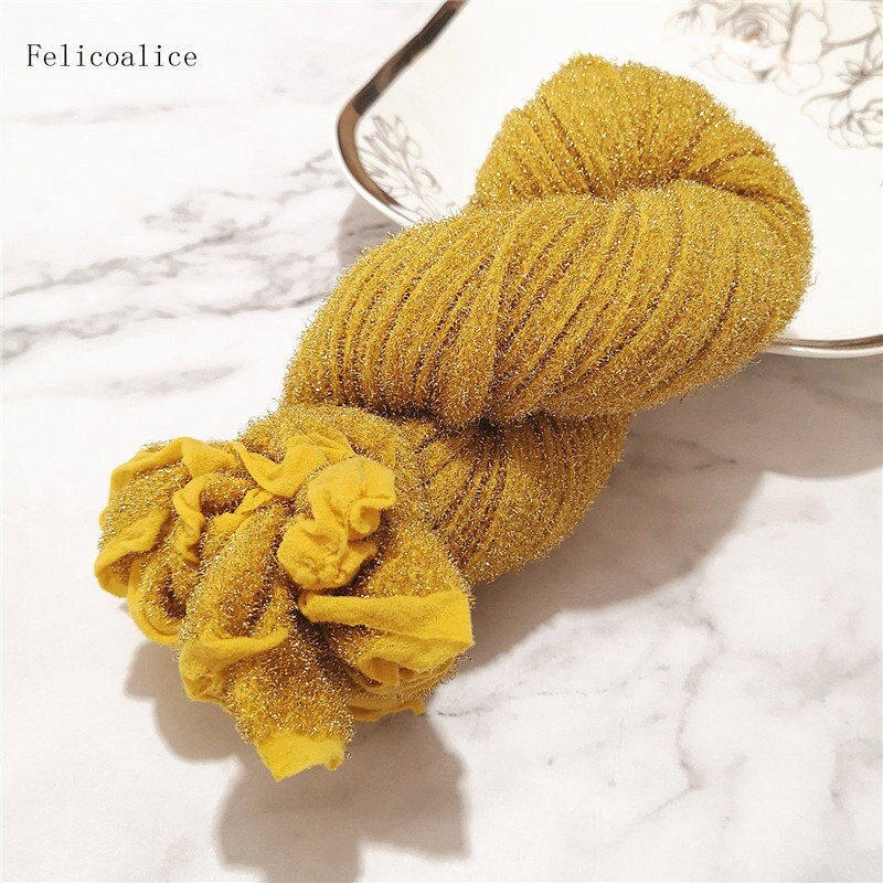 2pcs Silver Nylon Stocking Flowers Material DIY High-density Silk Stocking Making Simulation Flowers Handmade Ronde Flower: 2 Pieces Gold