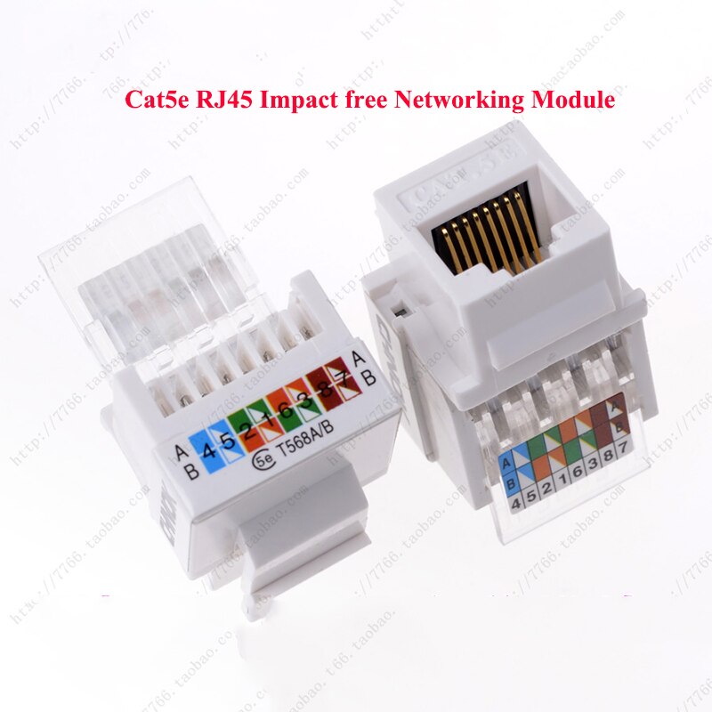 Cat 5e rj45 slagfri slagfri netværksmodul ethernet-modul med farvemærker kat 5e t568a./ b-modul