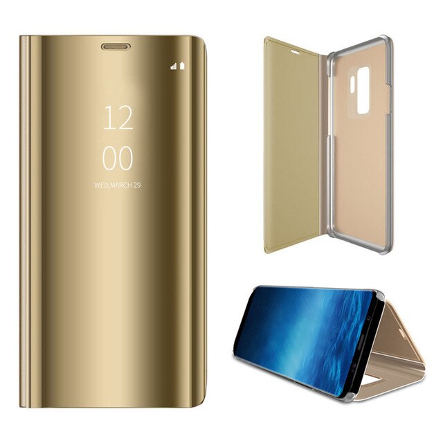 Voor Realme C21 Case Smart Sleep Spiegel Flip Telefoon Case Covers Voor Realme C21 RMX3201 Magneet Stand Boek Coque C21: Gold