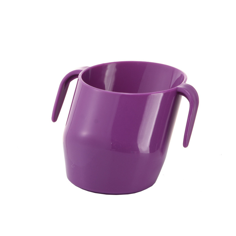 Taza de alimentación de bebé para entrenamiento, taza de agua con mango oblicuo, taza biselada de seguridad, tazas a prueba de fugas para niños, tazas de bebidas para niños de 200ml: Púrpura