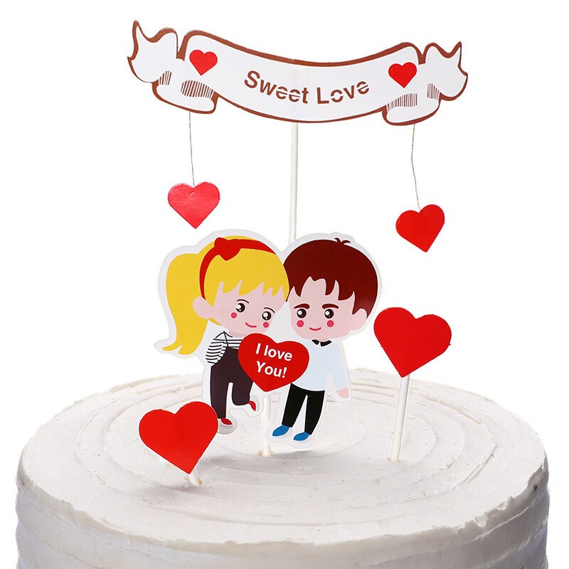 Valentijnsdag Rood Hart Cake Topper Set Voor Vriendin Liefhebbers Bruiloft Decoratie Verjaardag Taart Decoratie Taart Benodigdheden: style 4