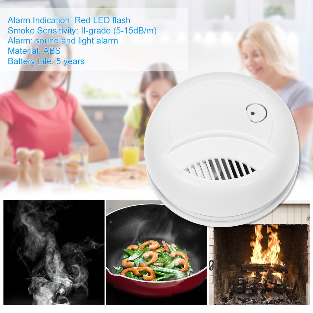 Standalone Photoelectric Smoke Alarm High Sensitive Wireless Alarm System Independent Smoke Detector Fire Protection Sensor