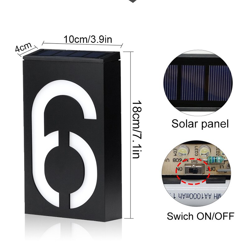 Led husnummer solcelle drevet udendørs væglampe solar lys udendørs adresse nummerskilt solcellelampe luminaria solar lampe