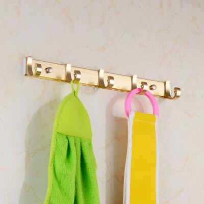 Guld plads aluminium badeværelse hardware sæt papirholder håndklæde bar kappe kroge toilet børste indehavere hylder badeværelse tilbehør: Kroge