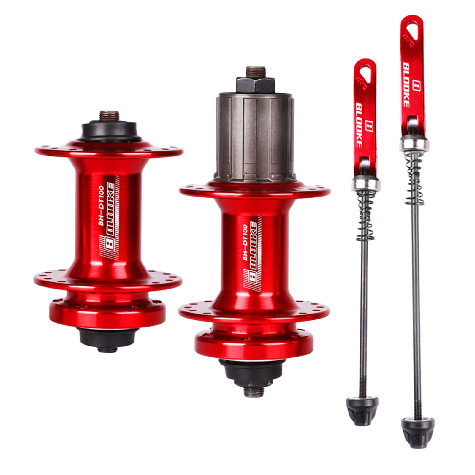 Buje de rodamiento de bolas delantero y trasero para bicicleta de montaña MTB, 32 orificios, liberación rápida 7-11 para buje de freno: Red Set