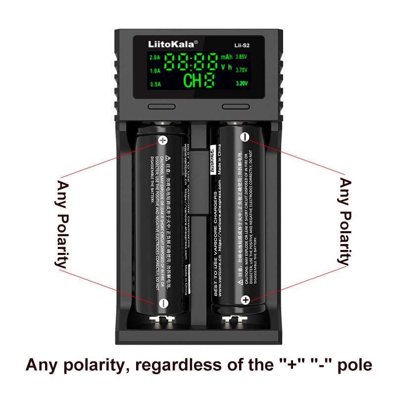 Liitokala lii -s2 lii -s4 caricabatteria, ricarica 18650 3.7v 18350 26650 21700 14500 batteria al litio nimh