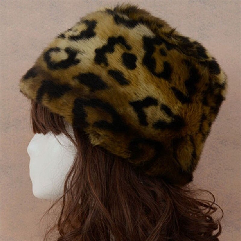 Winter Warm Hat Women Cossack Style Faux Fur Hat Russian Outdoor Female Russia Cap Hat Women&#39;s Accessories And Clothing 011: Leopard