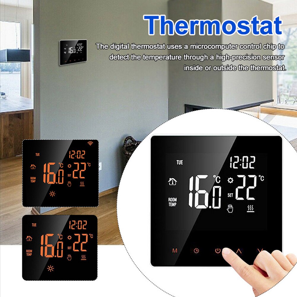 LCD Display Programmable Temperature Controller Touch Screen Flame Retardant PC Home Office Smart Thermostat Electric Heating
