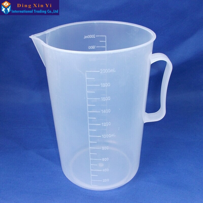 1PC 2000ml plastic beaker with handle Clear White Plastic Measuring Lab Kitchen cup