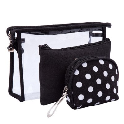 3 stk gennemsigtige pvc kosmetiktasker prik vandtæt vasketaske kvinder rejse opbevaringstaske makeup organizer makeup etuier skønhedstasker: 03