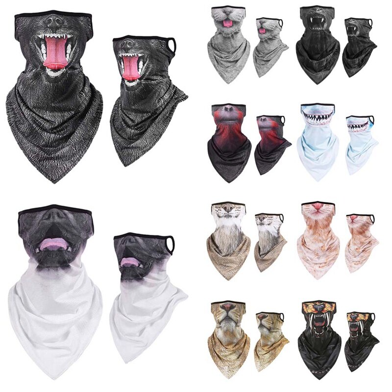 3D Animal Bandana Buffs Neck Gaiter Cycling Fishing Windproof Balaclava Face Mask Scarf Outdoor Hiking Ear Hang Neck Cover