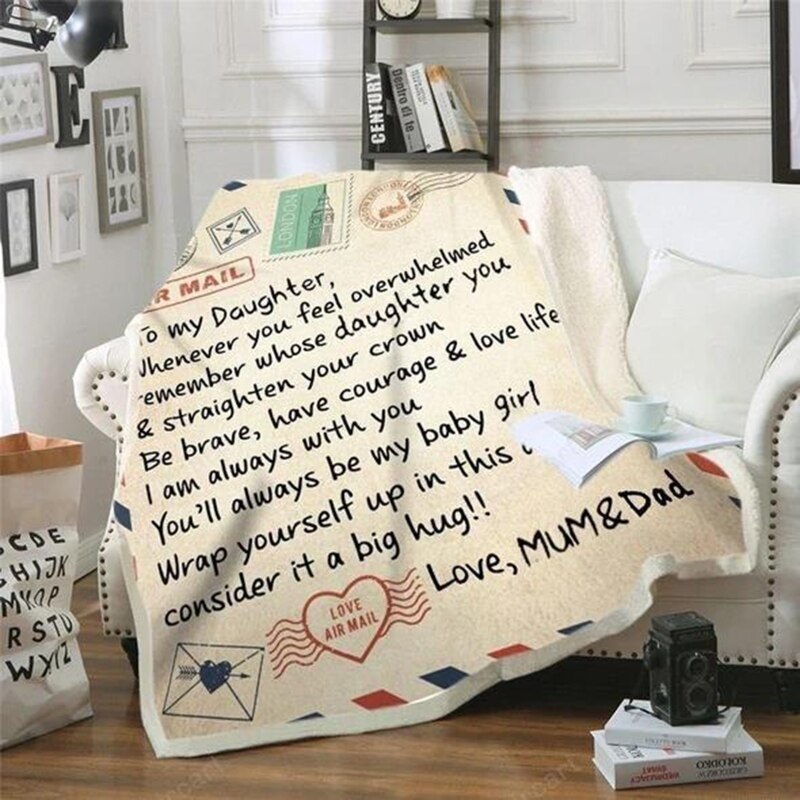 Fleece Deken Om Mijn Dochter Zoon Vrouw Brief Gedrukt Quilts Luchtpost Dekens Positieve Moedigen En Liefde: M 5