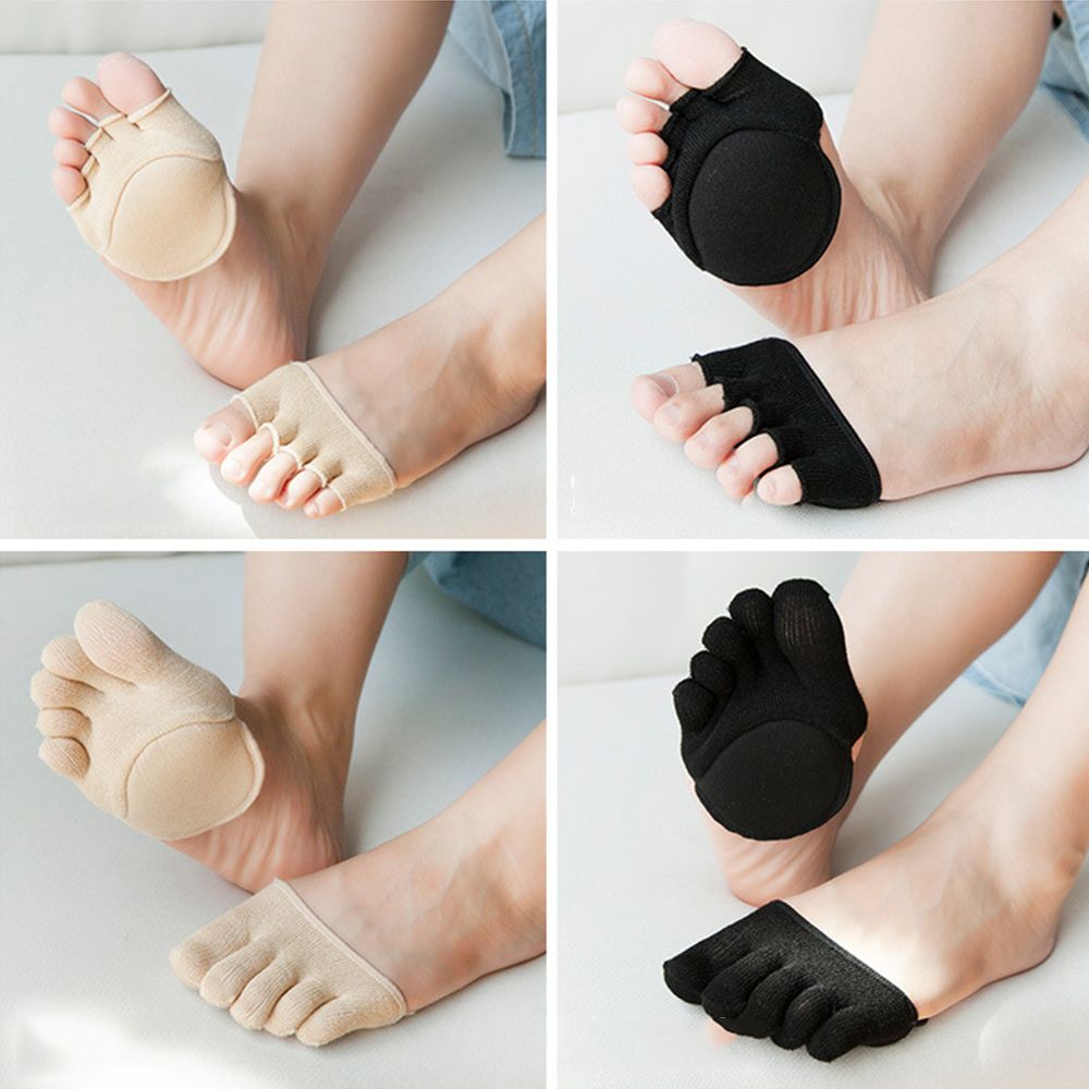 Women Socks Sponge Silicone Anti-slip Lining Open Toe Heelless Liner Sock Invisible Forefoot Cushion Foot Pad Cotton Socks