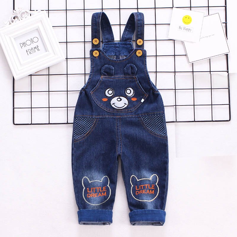 Ienens 1-3Y Jongens Jeans Overalls Baby Peuter Losse Denim Tuinbroek Lange Broek Kinderen Jongen Jumpsuit Kleding Kleding Kind Broek: 9-12M