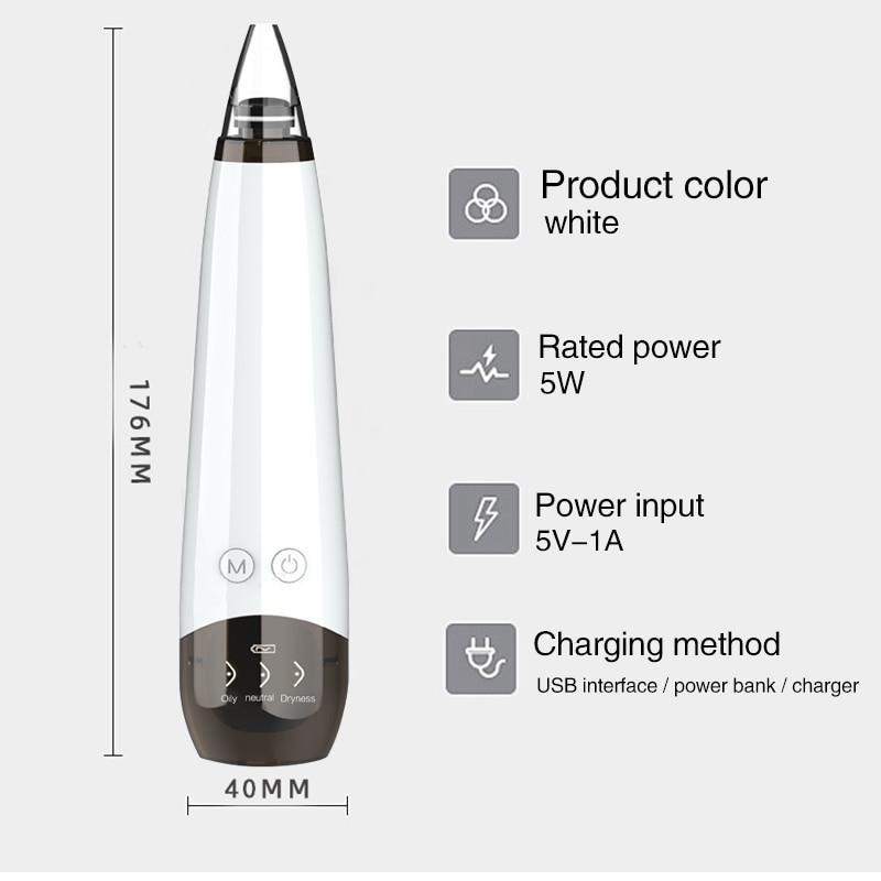 Electric Face Nose Vacuum Blackhead Pore Remover Suction Blackhead Pimple Acne Remover Cleaner with 6 Head Facial Skin Care Tool