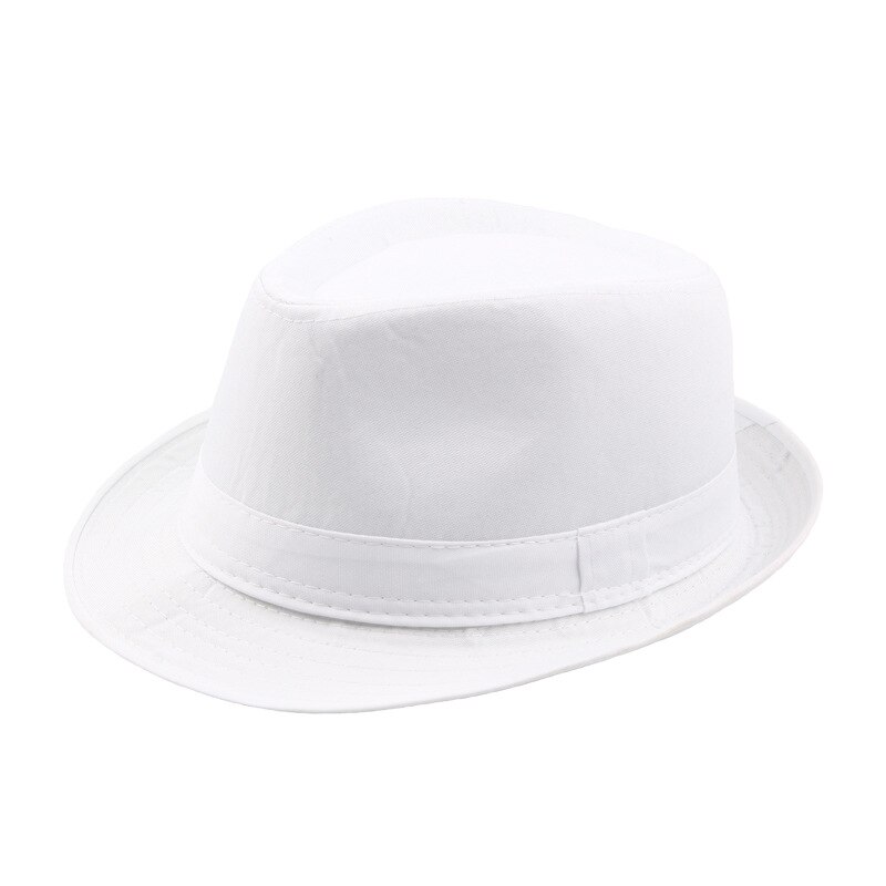 Sombrero de Jazz de Color sólido para hombre, paño al aire libre, para escenario, primavera y verano: Blanco